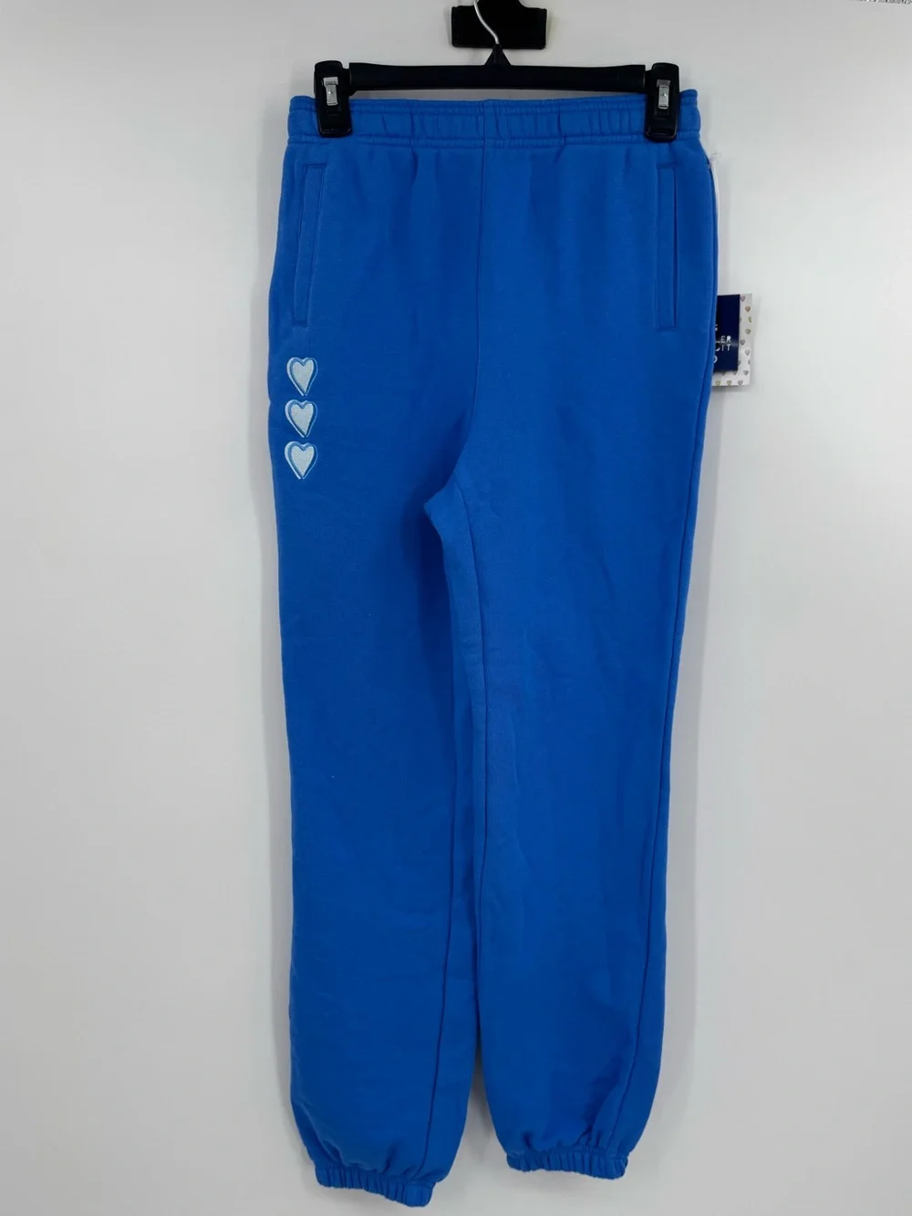 Roller Rabbit X Target Womens XXS Aqua Heart Embroidered Fleece Jogger Sweatpant